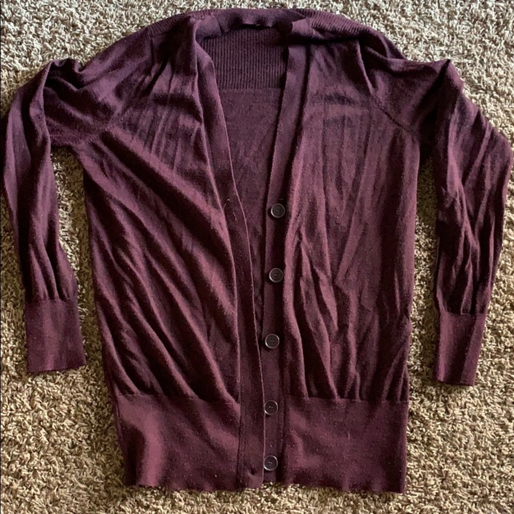 Loft large lightweight maroon cardigan